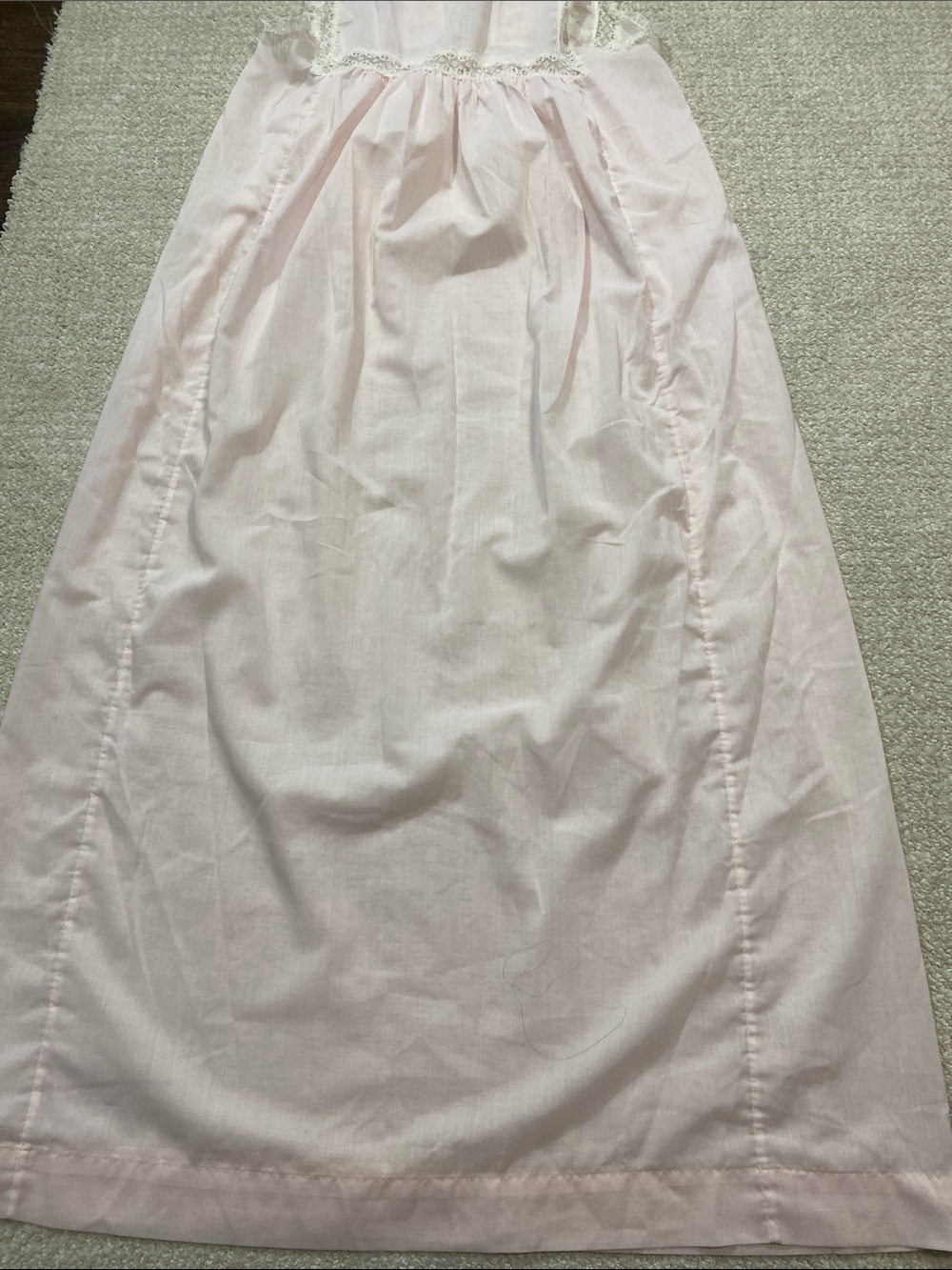Vintage Christian Dior Lingerie Pink Lace Coquette Long Nightgown 70s 80s Size S - Picture 15 of 16